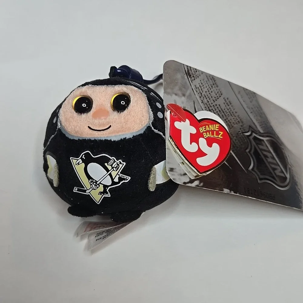 Ty Beanie Ballz Pittsburgh Penguins Black Plush Keychain NHL Mascot Toy 2018 NWT